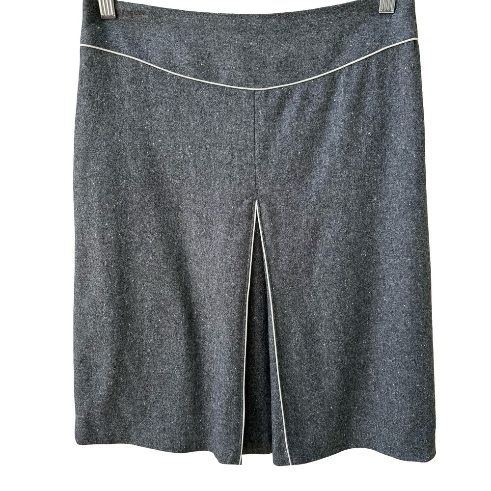 Filippa‎ Y2K Minimalist Preppy Tailored Wool Blend Speckled Tweed Skirt Grey 2